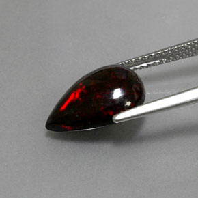 Opale nero naturale multicolore da 2,18 ct, taglio a pera, opaco