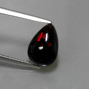 Opale nero naturale multicolore da 1,72 ct, taglio a pera, opaco