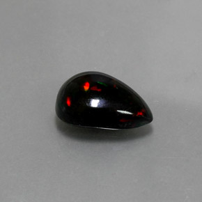 Opale nero naturale multicolore da 1,72 ct, taglio a pera, opaco