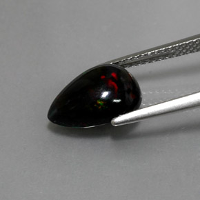 Opale nero naturale multicolore da 1,72 ct, taglio a pera, opaco