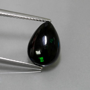 Opale nero naturale multicolore da 2,38 ct, taglio a pera, opaco