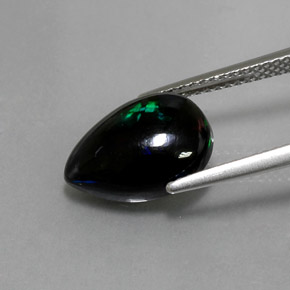 Opale nero naturale multicolore da 2,38 ct, taglio a pera, opaco