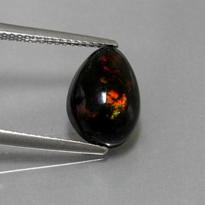 Opale nero naturale multicolore da 2,10 ct, taglio a pera, opaco