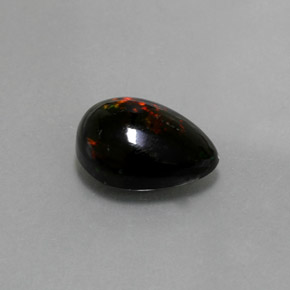 Opale nero naturale multicolore da 2,10 ct, taglio a pera, opaco
