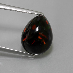 Opale nero naturale multicolore da 2,96 ct, taglio a pera, opaco