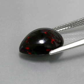 Opale nero naturale multicolore da 2,96 ct, taglio a pera, opaco