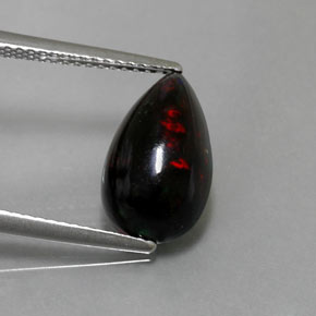 Opale nero naturale multicolore da 2,51 ct, taglio a pera, opaco