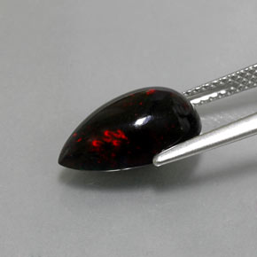 Opale nero naturale multicolore da 2,51 ct, taglio a pera, opaco