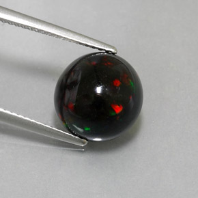 Opale nero naturale multicolore da 3,78 ct, taglio rotondo, opaco
