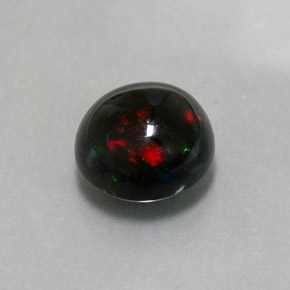 Opale nero naturale multicolore da 3,78 ct, taglio rotondo, opaco