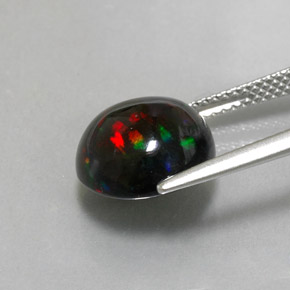 Opale nero naturale multicolore da 3,78 ct, taglio rotondo, opaco