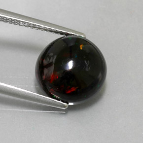 Opale nero naturale multicolore da 2,80 ct, taglio rotondo, opaco