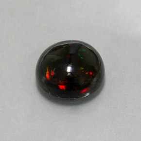 Opale nero naturale multicolore da 2,80 ct, taglio rotondo, opaco