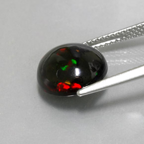 Opale nero naturale multicolore da 2,80 ct, taglio rotondo, opaco
