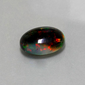 Opale nero naturale multicolore da 2,26 ct, taglio ovale, opaco