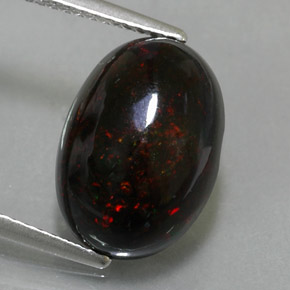 Opale nero naturale multicolore da 3,63 ct, taglio ovale, opaco