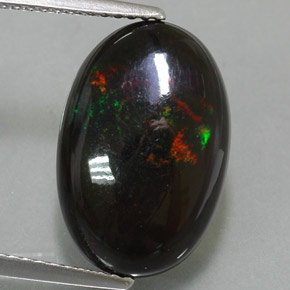 Opale nero naturale multicolore da 4,78 ct, taglio ovale, opaco