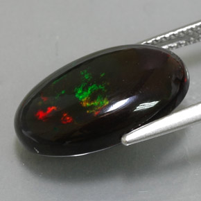 Opale nero naturale multicolore da 4,78 ct, taglio ovale, opaco