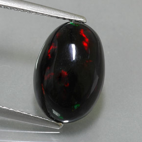 Opale nero naturale multicolore da 3,75 ct, taglio ovale, opaco