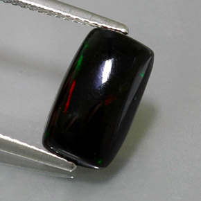Opale nero naturale multicolore da 2,31 ct, baguette, opaco