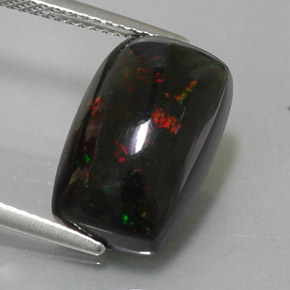 Opale nero naturale multicolore da 4,89 ct, taglio a cuscino, opaco