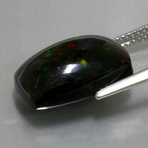 Opale nero naturale multicolore da 4,89 ct, taglio a cuscino, opaco