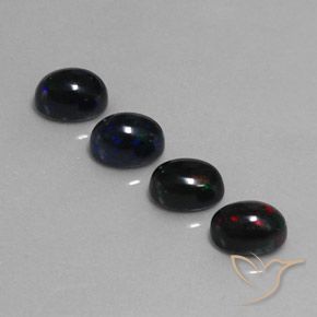 2.79ctw Naturale Multicolore Opale nero, Ovale, Opaco