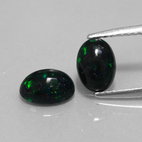 Opale nero naturale multicolore da  ct, taglio ovale, opaco