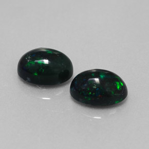 Opale nero naturale multicolore da  ct, taglio ovale, opaco