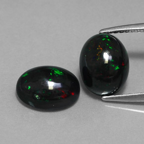 Opale nero naturale multicolore da  ct, taglio ovale, opaco