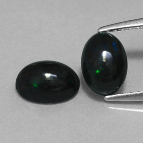 Opale nero naturale multicolore da  ct, taglio ovale, opaco
