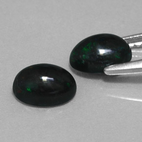 Opale nero naturale multicolore da  ct, taglio ovale, opaco