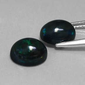 Opale nero naturale multicolore da  ct, taglio ovale, opaco