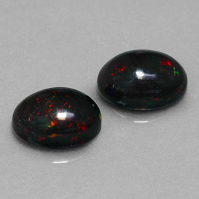 Opale nero naturale multicolore da  ct, taglio ovale, opaco