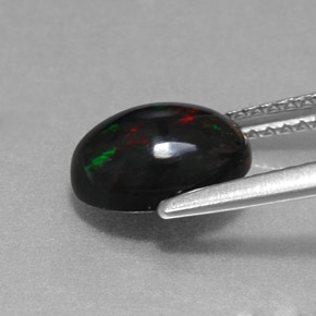 Opale nero naturale multicolore da 1,27 ct, taglio ovale, opaco