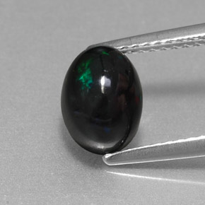 Opale nero naturale multicolore da 1,38 ct, taglio ovale, opaco