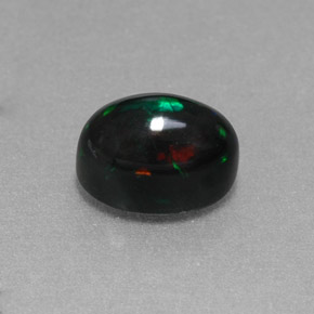 Opale nero naturale multicolore da 1,38 ct, taglio ovale, opaco