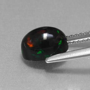 Opale nero naturale multicolore da 1,38 ct, taglio ovale, opaco