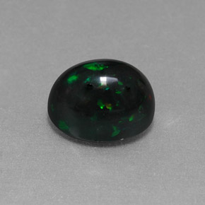 Opale nero naturale multicolore da 1,58 ct, taglio ovale, opaco