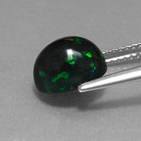 Opale nero naturale multicolore da 1,58 ct, taglio ovale, opaco