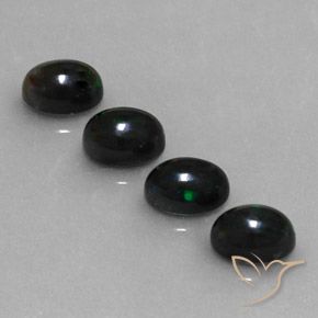 2.54ctw Naturale Multicolore Opale nero, Ovale, Opaco
