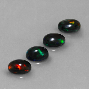 Opale nero naturale multicolore da  ct, taglio ovale, opaco