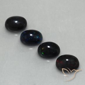 5.72ctw Naturale Multicolore Opale nero, Ovale, Opaco