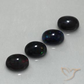 Gemme di Opale nero Multicolore naturale da 5.72 ct, Ovale, Opaco
