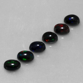 Opale nero naturale multicolore da  ct, taglio ovale, opaco