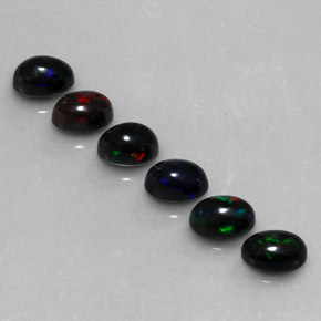 Opale nero naturale multicolore da  ct, taglio ovale, opaco