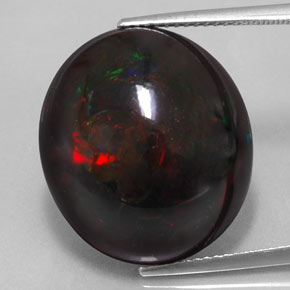 Opale nero naturale multicolore da 17,67 ct, taglio ovale, opaco