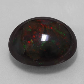 Opale nero naturale multicolore da 17,67 ct, taglio ovale, opaco