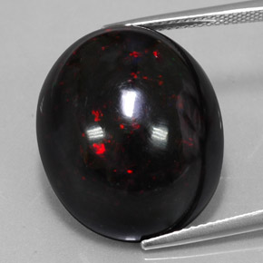 Opale nero naturale multicolore da 20,04 ct, taglio ovale, opaco