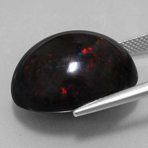 Opale nero naturale multicolore da 20,04 ct, taglio ovale, opaco
